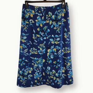 NORTON MCNAUGHTON Women's Midi Floral Skirt Medium Navy Polyester Colorful